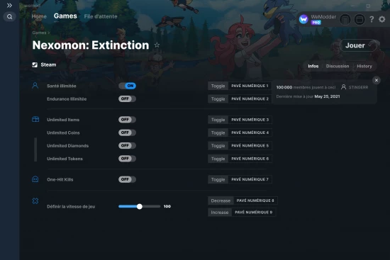Capture d'écran de triches de Nexomon: Extinction