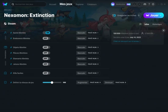 Capture d'écran de triches de Nexomon: Extinction