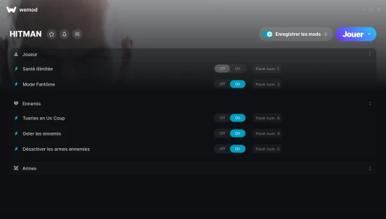 Capture d’écran des cheats pour HITMAN