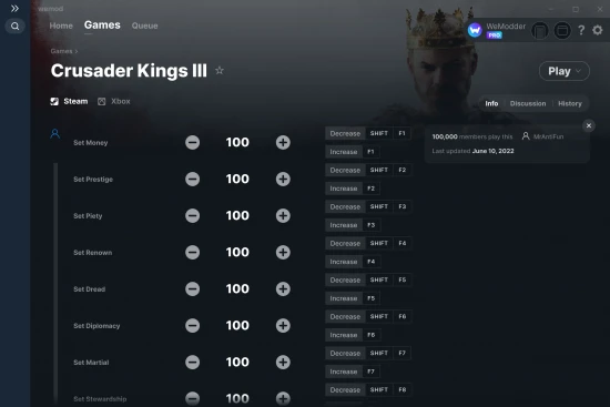 Crusader Kings III cheats screenshot