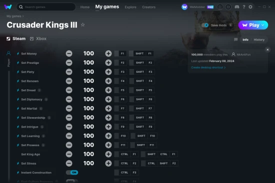 Crusader Kings III cheats screenshot