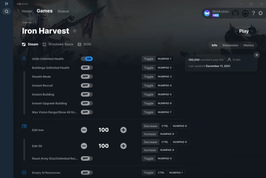 Iron Harvest cheats screenshot