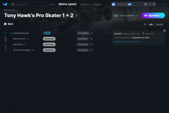Tony Hawk's Pro Skater 1 + 2 Cheats Screenshot