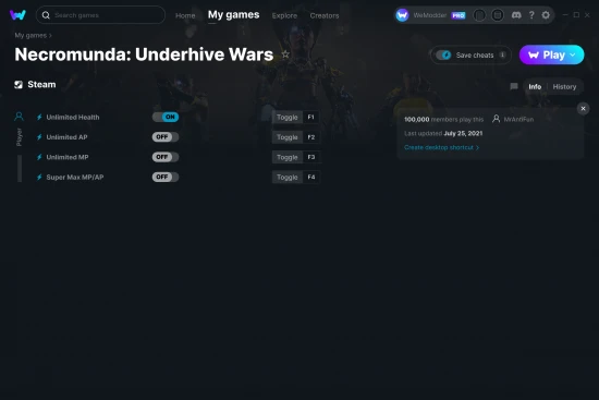 Necromunda: Underhive Wars cheats screenshot