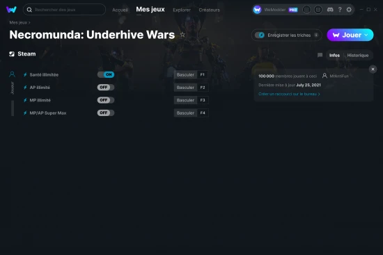 Capture d'écran de triches de Necromunda: Underhive Wars
