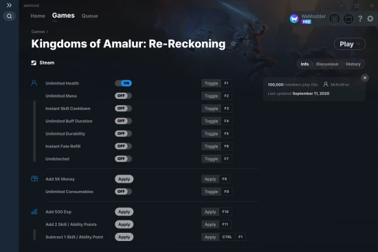 Kingdoms of Amalur: Re-Reckoning cheats screenshot