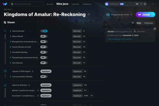 Capture d'écran de triches de Kingdoms of Amalur: Re-Reckoning