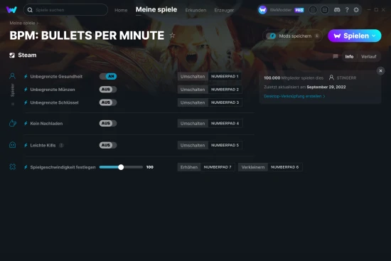 BPM: BULLETS PER MINUTE Cheats Screenshot
