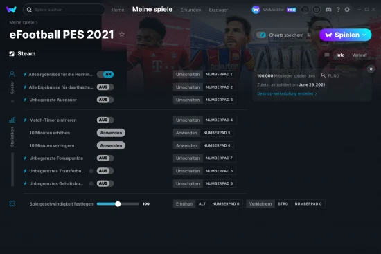 eFootball PES 2021 Cheats Screenshot