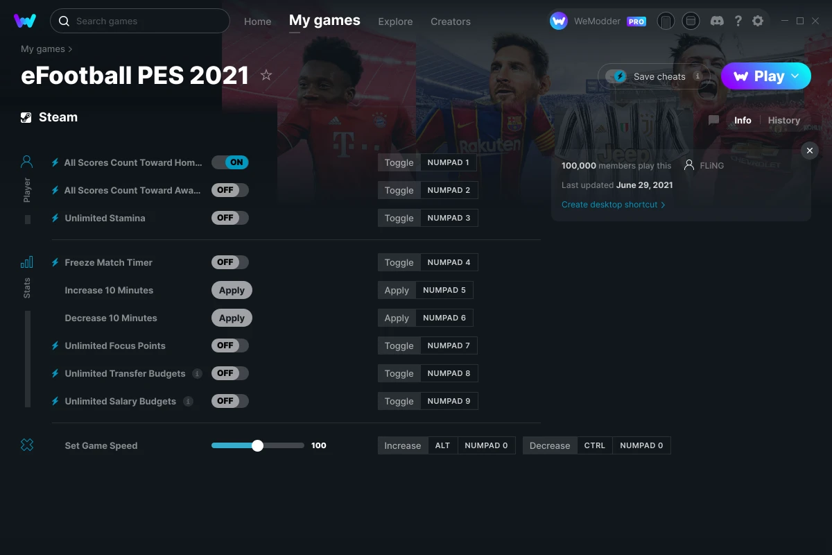 eFootball PES 2021 Cheats & Trainers for PC | WeMod