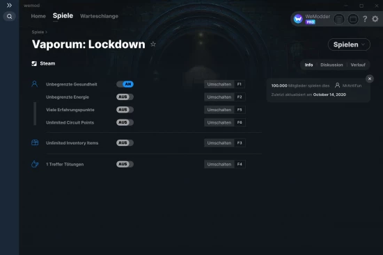Vaporum: Lockdown Cheats Screenshot