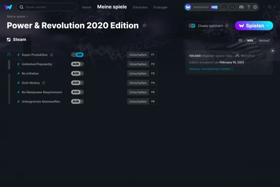 Power & Revolution 2020 Edition Cheats Screenshot