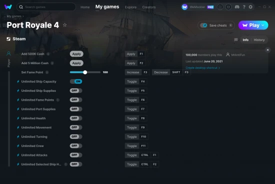 Port Royale 4 cheats screenshot