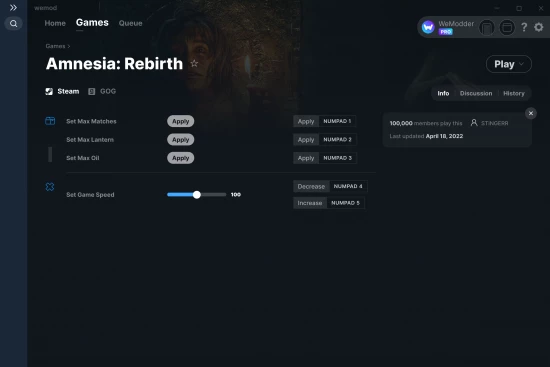 Amnesia: Rebirth cheats screenshot