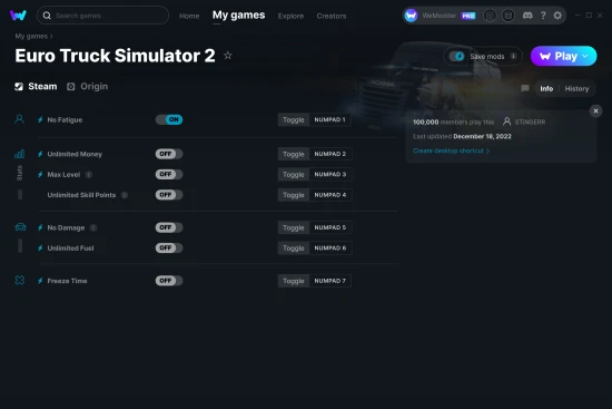 Euro Truck Simulator 2 cheats screenshot