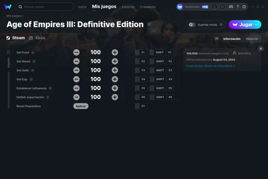 captura de pantalla de las trampas de Age of Empires III: Definitive Edition