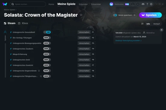 Solasta: Crown of the Magister Cheats Screenshot