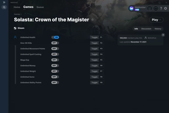 Solasta: Crown of the Magister cheats screenshot