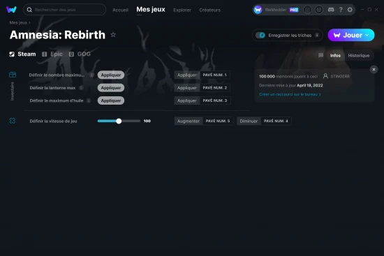 Capture d'écran de triches de Amnesia: Rebirth