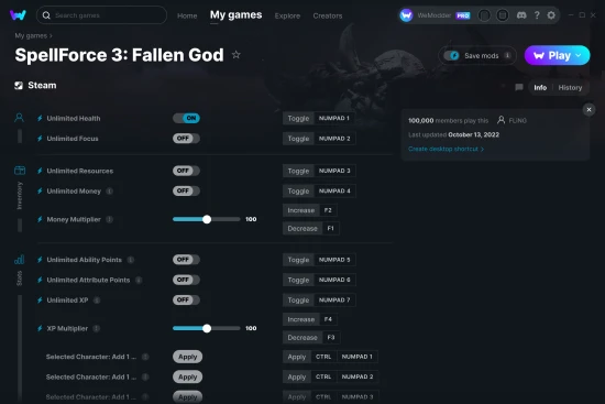 SpellForce 3: Fallen God cheats screenshot