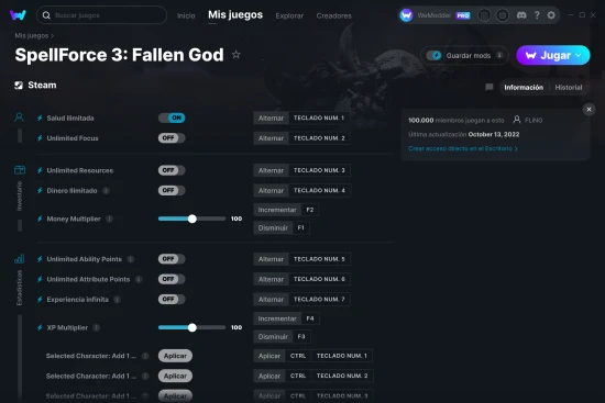 captura de pantalla de las trampas de SpellForce 3: Fallen God