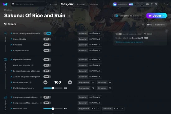 Capture d'écran de triches de Sakuna: Of Rice and Ruin