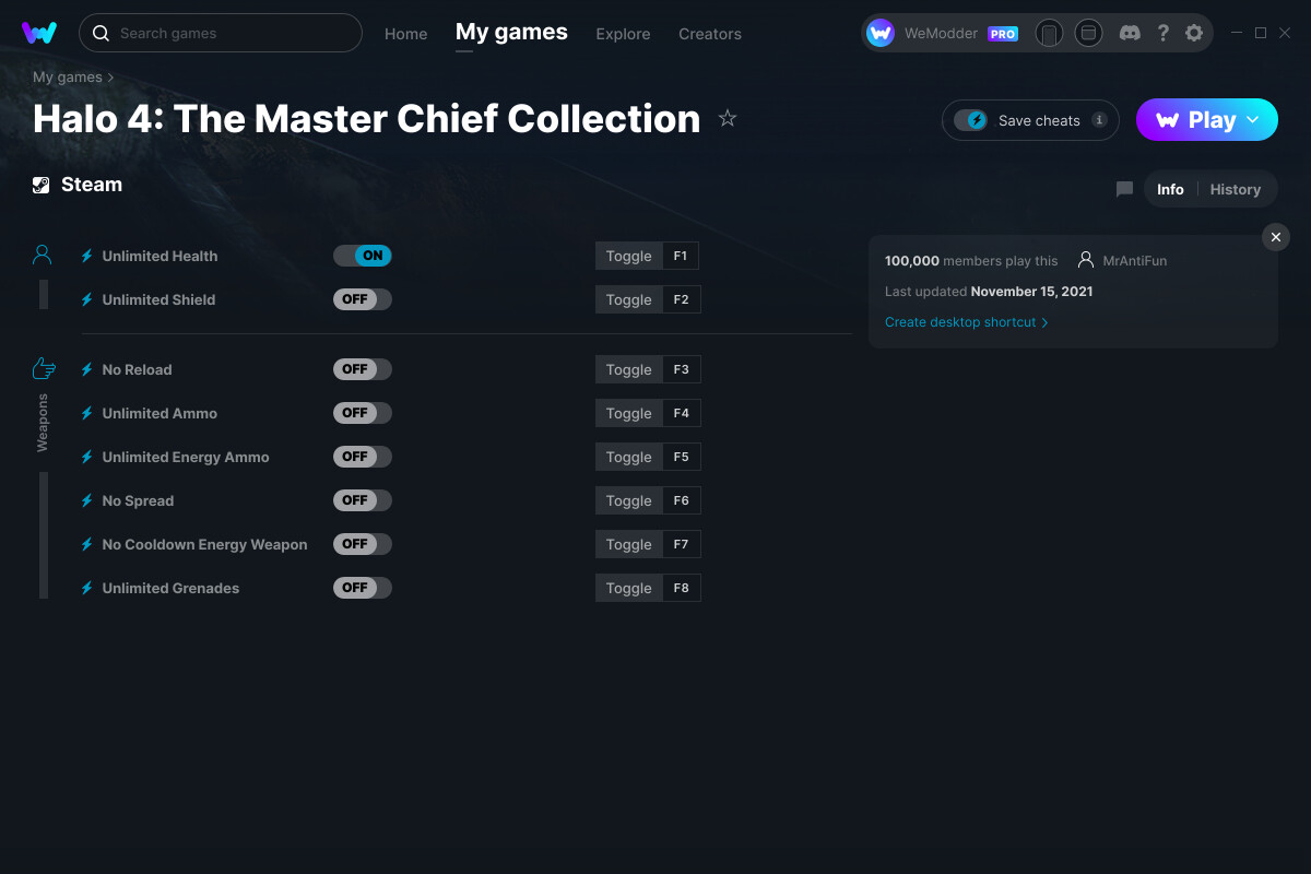Halo 4: The Master Chief Collection Cheats and Trainer for Steam - Trainers  - WeMod Community