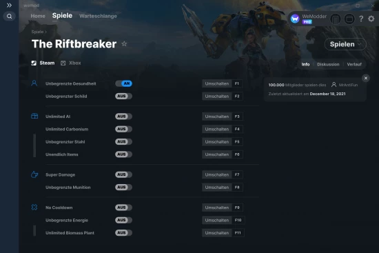 The Riftbreaker Cheats Screenshot