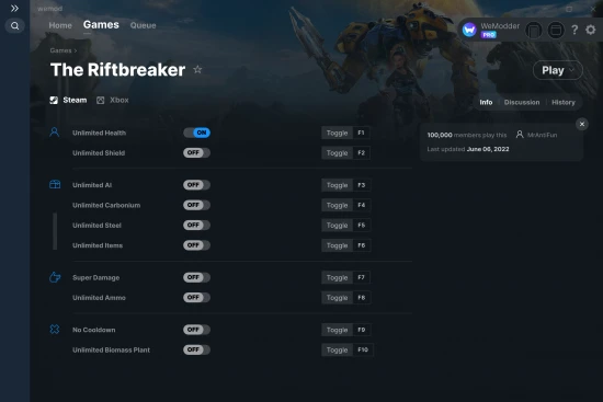 The Riftbreaker cheats screenshot