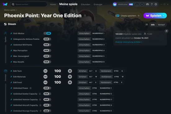 Phoenix Point: Year One Edition Cheats Screenshot