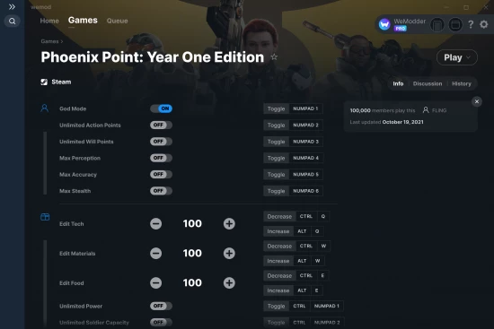 Phoenix Point: Year One Edition cheats screenshot