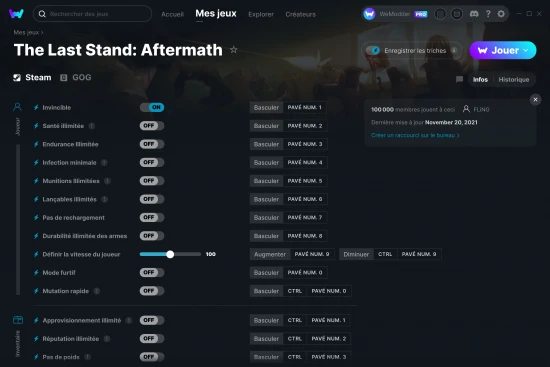 Capture d'écran de triches de The Last Stand: Aftermath