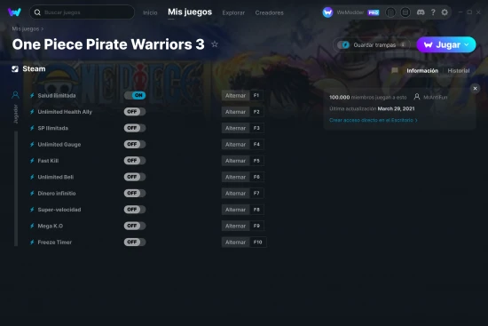 captura de pantalla de las trampas de One Piece Pirate Warriors 3