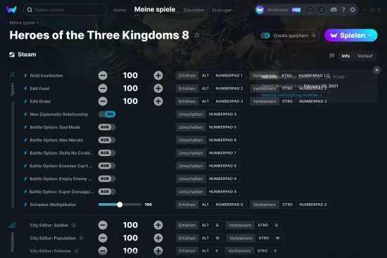 Heroes of the Three Kingdoms 8 Cheats Screenshot