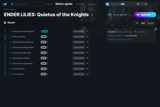 ENDER LILIES: Quietus of the Knights Cheats Screenshot