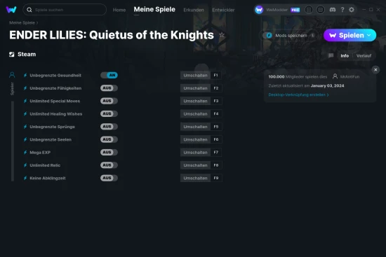 ENDER LILIES: Quietus of the Knights Cheats Screenshot