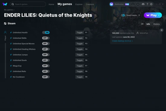 ENDER LILIES: Quietus of the Knights cheats screenshot