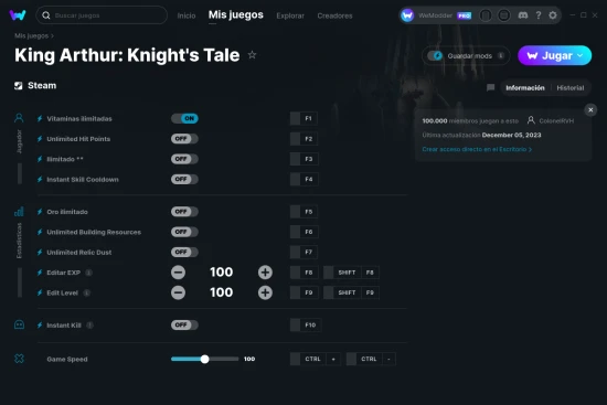 captura de pantalla de las trampas de King Arthur: Knight's Tale