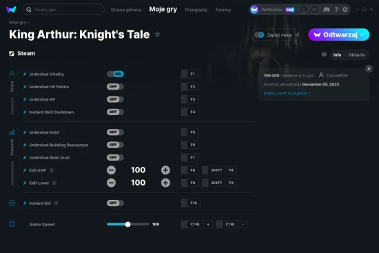 cheaty King Arthur: Knight's Tale zrzut ekranu