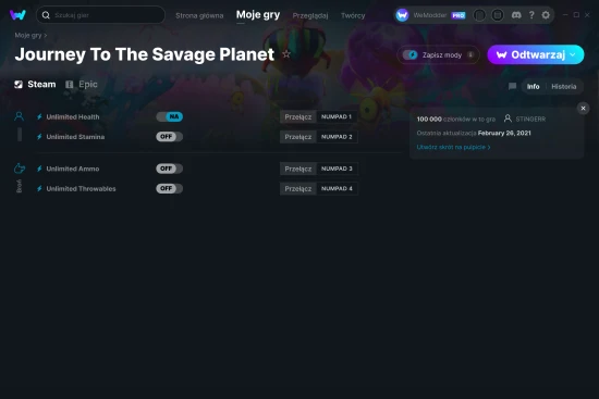 cheaty Journey To The Savage Planet zrzut ekranu