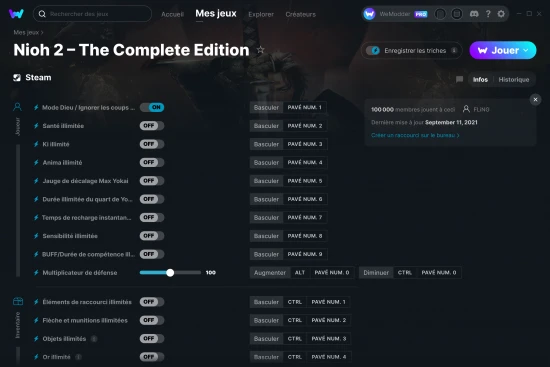 Capture d'écran de triches de Nioh 2 – The Complete Edition