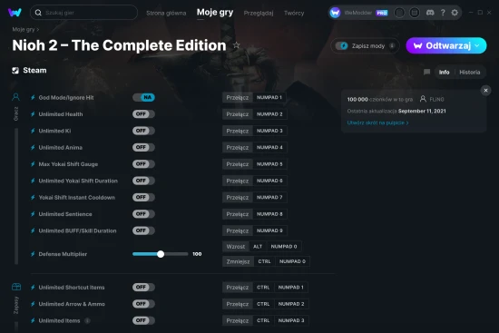 cheaty Nioh 2 – The Complete Edition zrzut ekranu