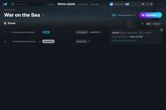 War on the Sea Cheats Screenshot