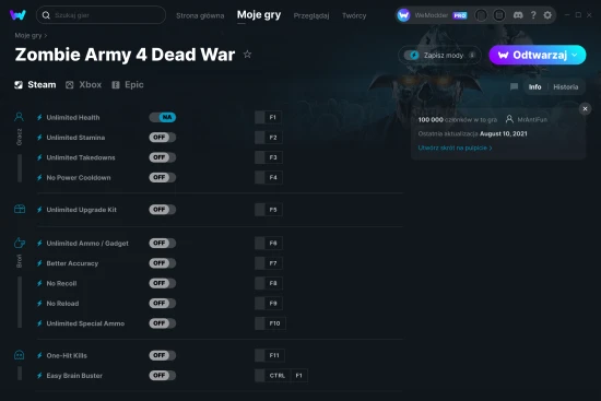 cheaty Zombie Army 4 Dead War zrzut ekranu