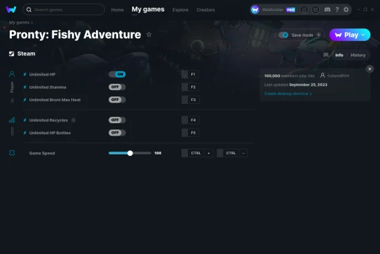 Pronty: Fishy Adventure cheats screenshot