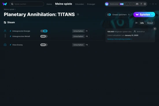 Planetary Annihilation: TITANS Cheats Screenshot