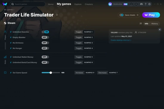 Trader Life Simulator cheats screenshot