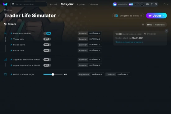 Capture d'écran de triches de Trader Life Simulator