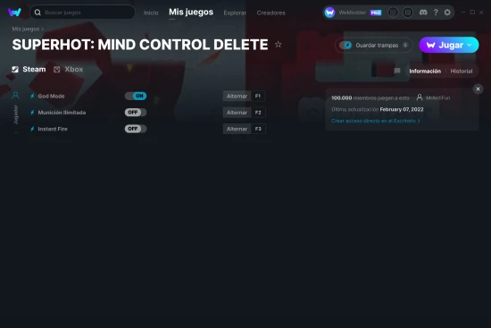 captura de pantalla de las trampas de SUPERHOT: MIND CONTROL DELETE