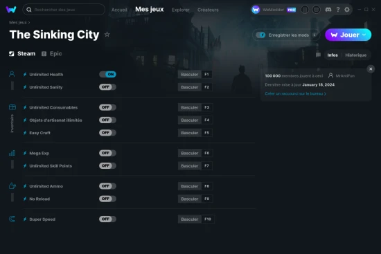 Capture d'écran de triches de The Sinking City